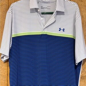 Under Armour Blue and White Performance Polo